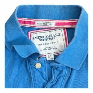 American Eagle Vintage Fit Polo Shirt – Blue Short Sleeve L/G